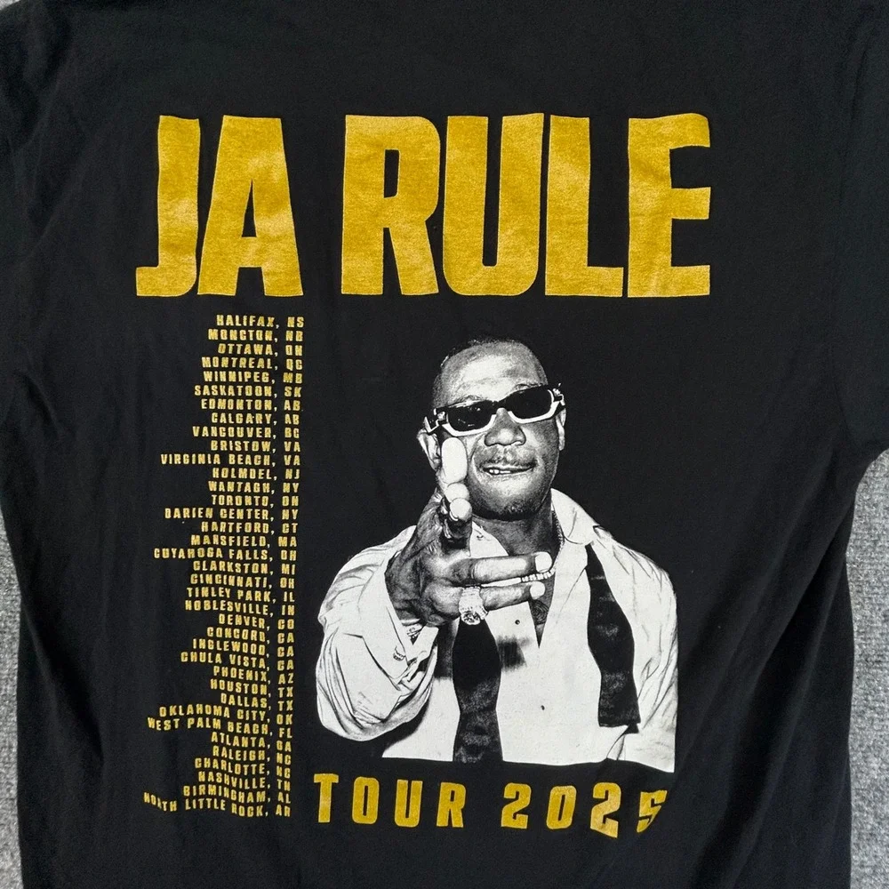 Ja Rule Where The Party At Tour 2025 Graphic T-Shirt Black Mens Large Gildan
